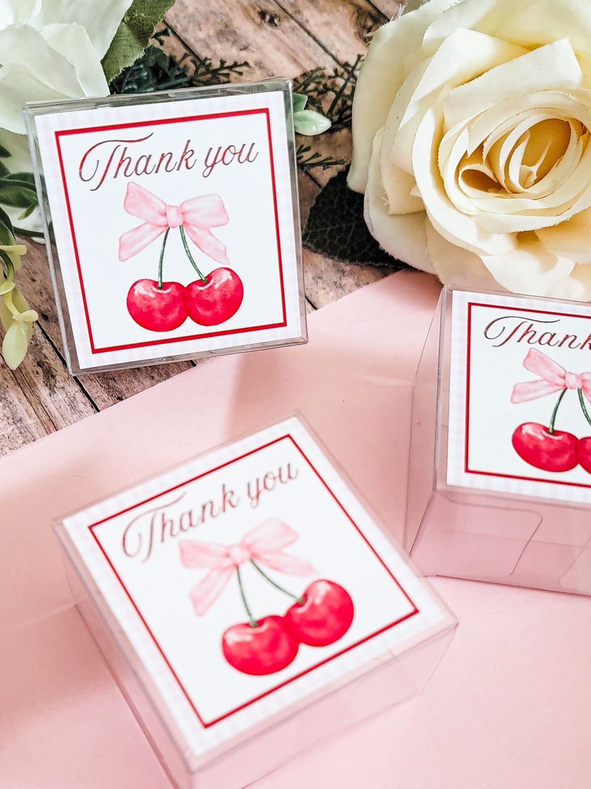 Cherry clear candy boxes