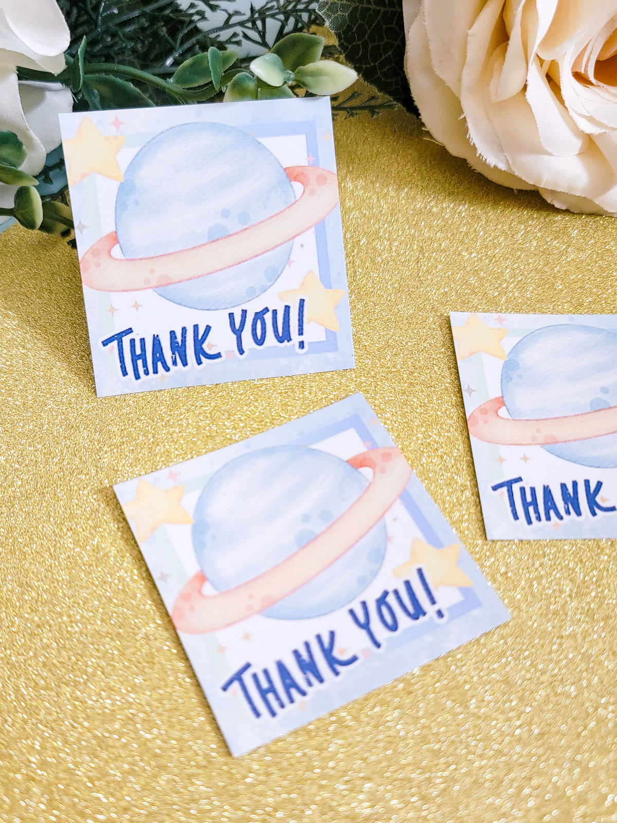 Outer Space 'Thank you' Stickers (2" square)