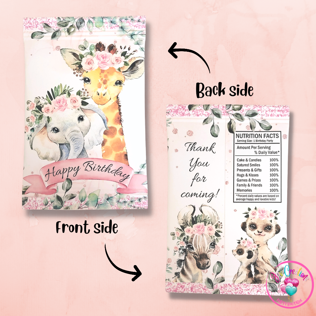 Chip Bag Digital Download - Floral Safari Birthday