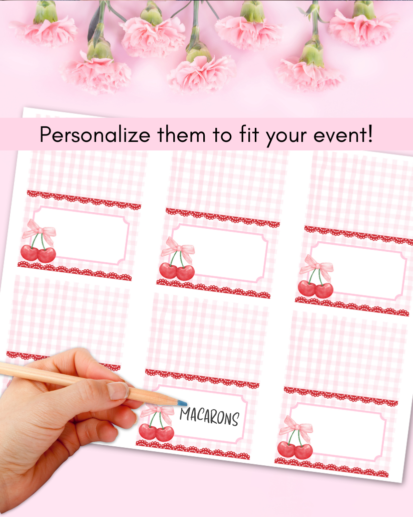 Cherry Food Tent Cards - Digital Download