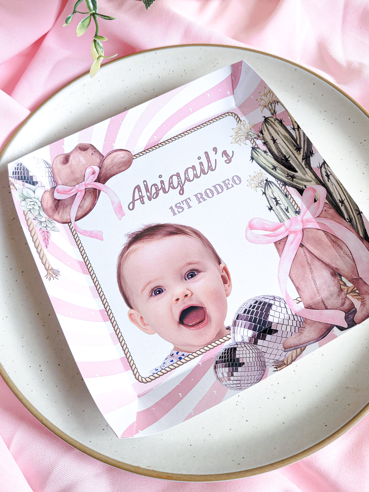 Personalized Disco Cowgirl Party Plate