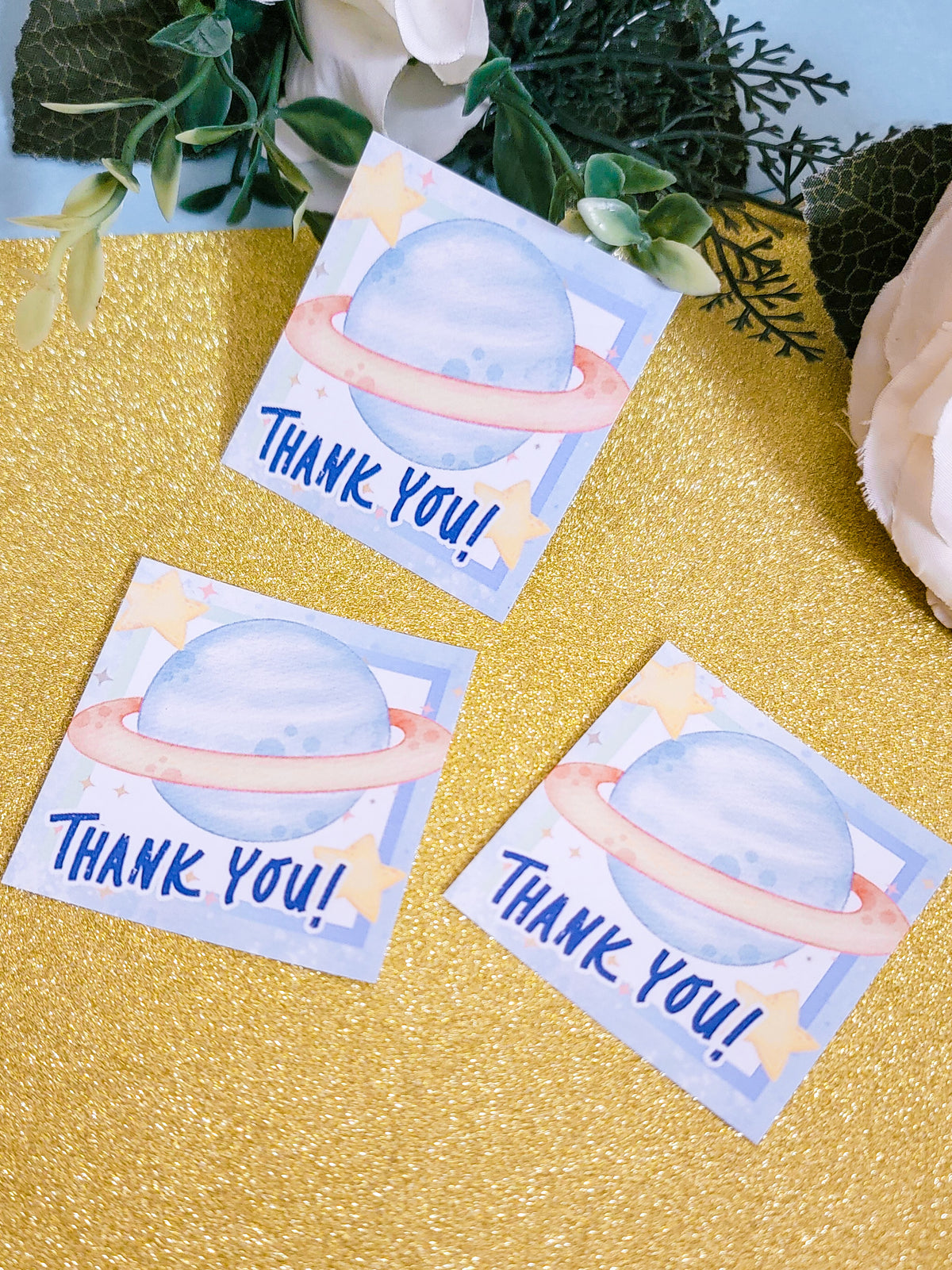 Outer Space 'Thank you' Stickers (2" square)