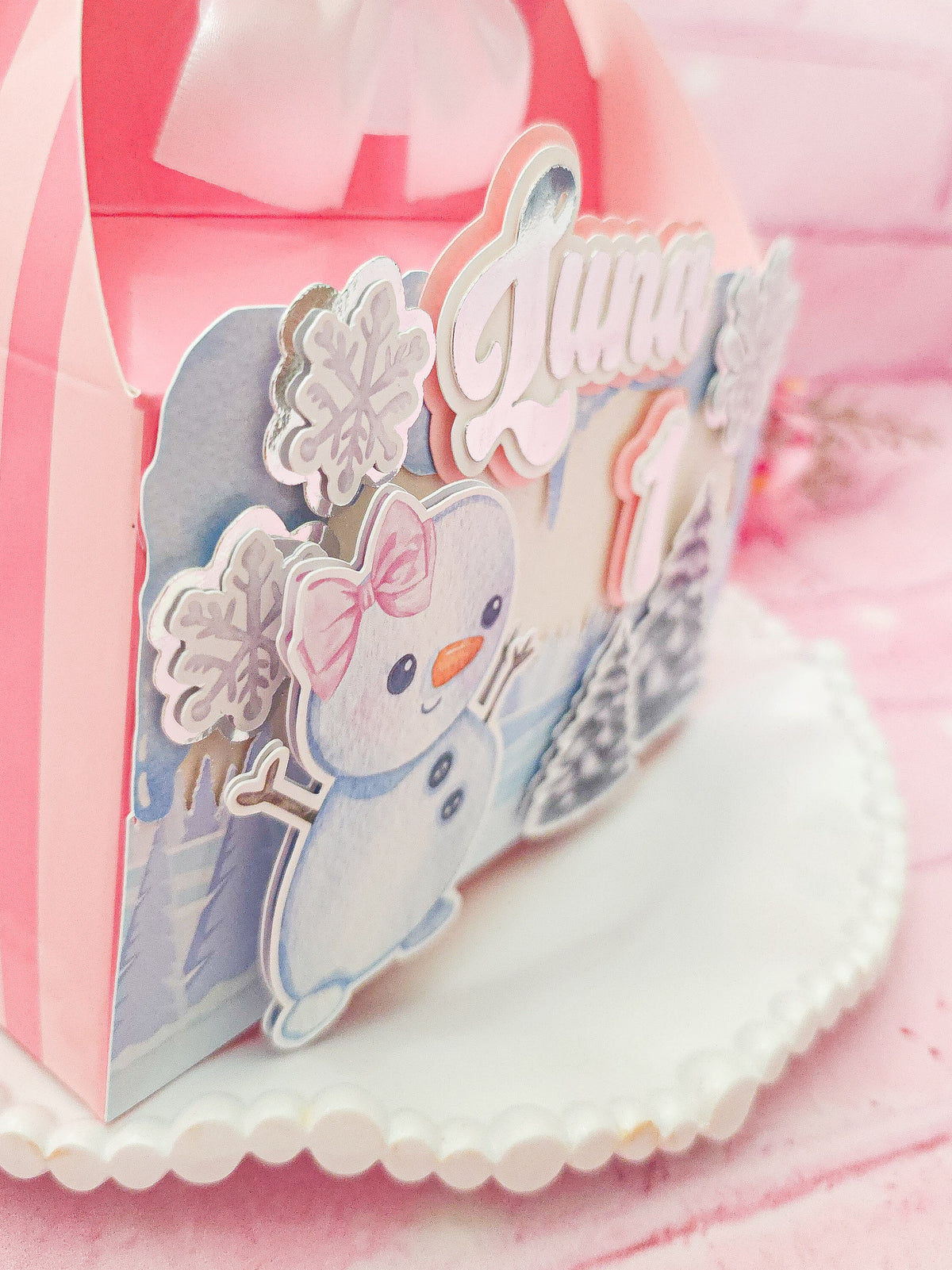 Pink Winter Wonderland Favor Boxes - Personalized
