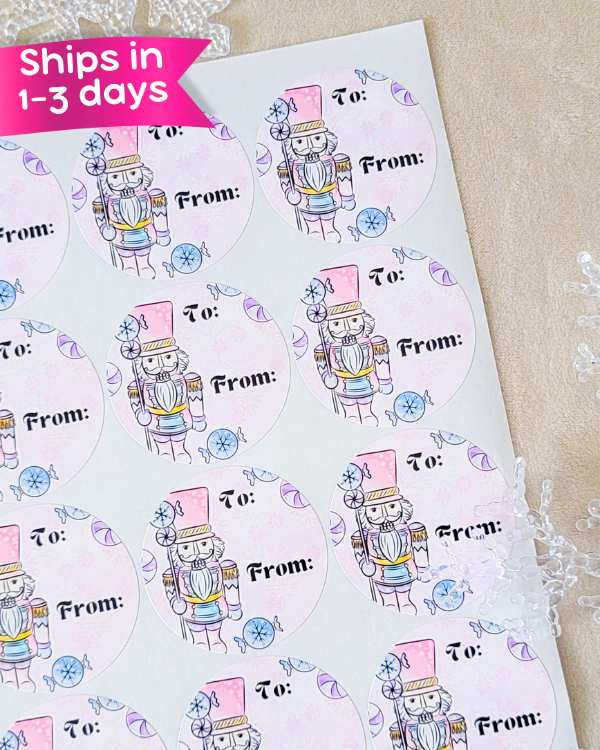 Pink Nutcracker Gift Tag Stickers