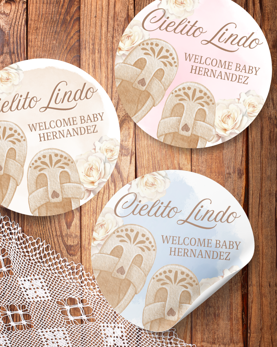 Cielito Lindo Baby Shower Stickers - Personalized