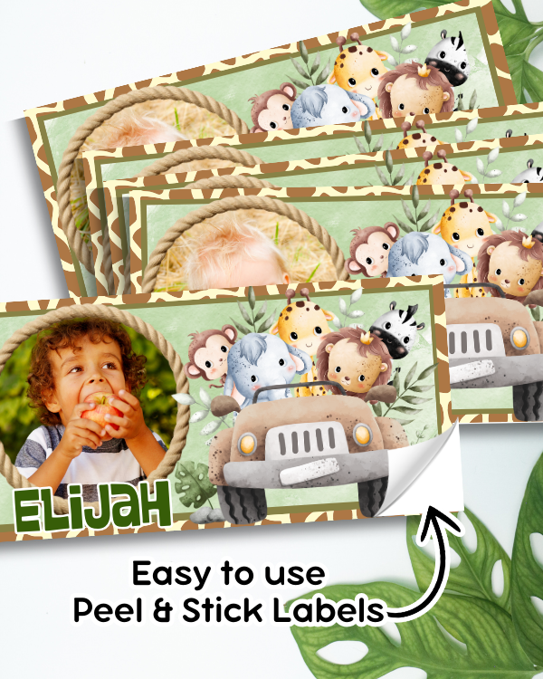 Personalized Jungle Safari Favor Box Sticker Labels