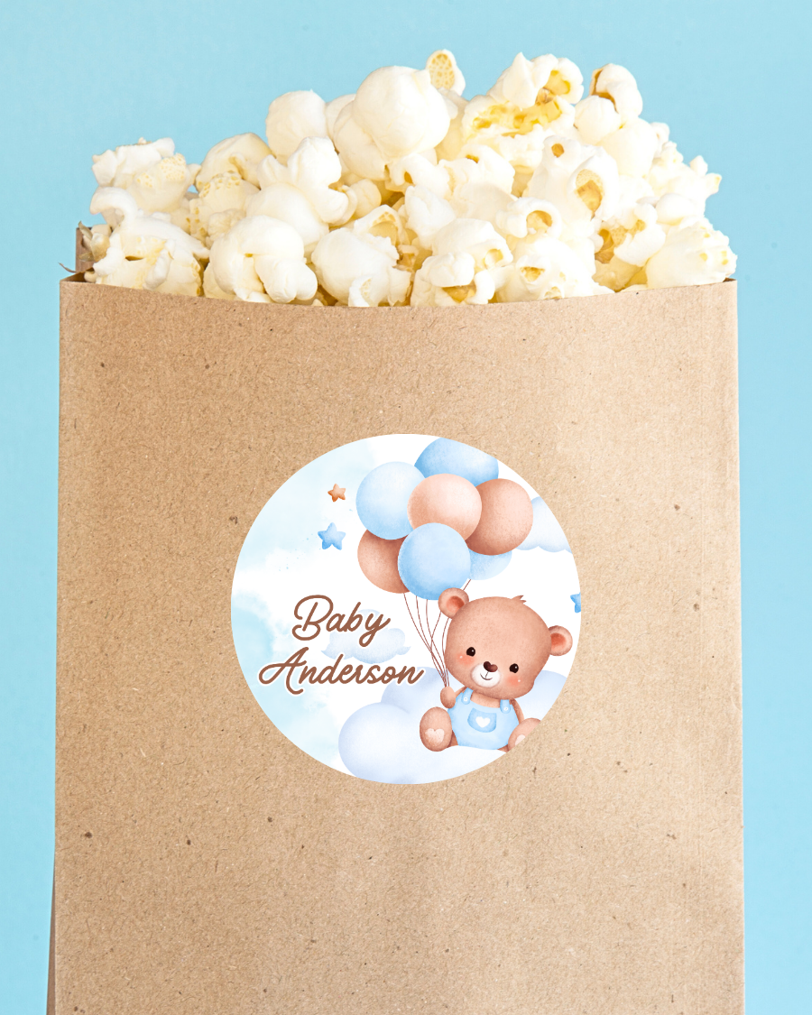 Blue Teddy Stickers - Personalized