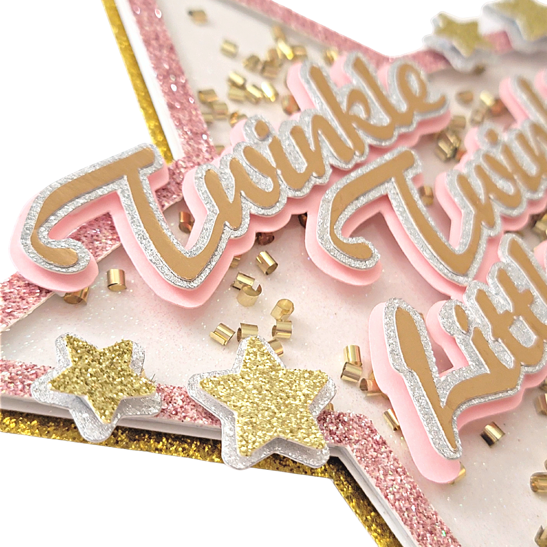 'Twinkle Twinkle' Pink Cake Topper Shaker