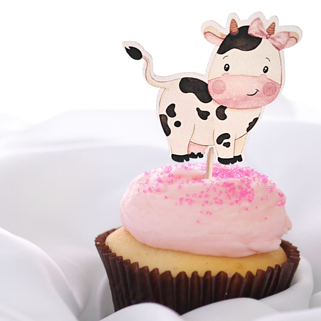 Pink Cow Cupcake Toppers - 12pcs.